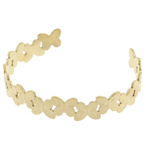 12x160mm Stainless Steel 304L Butterfly Bracelet - Adjustable - Gold x1