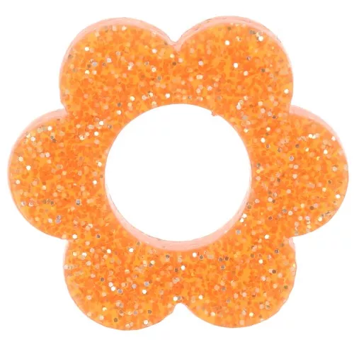 18mm acrylic flower pendant - Orange glitter x1