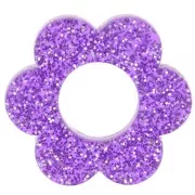 Purple - Pendentif fleur 18 mm en acrylique - Pailleté violet x1 Pendentif fleur 18 mm en acrylique - Pailleté violet x1