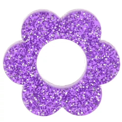 18mm acrylic flower pendant - Purple glitter x1
