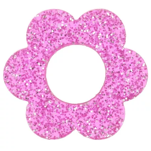 18mm acrylic flower pendant - Pink glitter x1