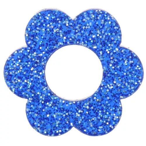 18mm acrylic flower pendant - Royal blue glitter x1