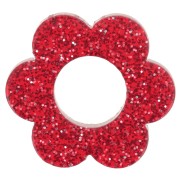 18mm acrylic flower pendant - Red glitter x1