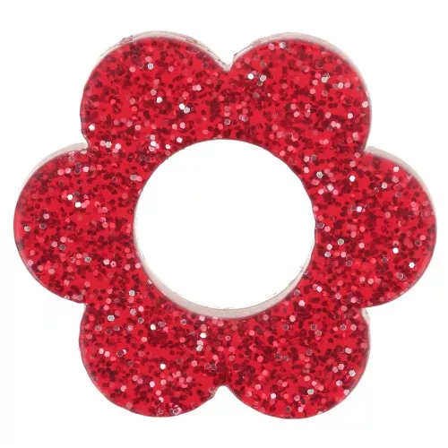 18mm acrylic flower pendant - Red glitter x1