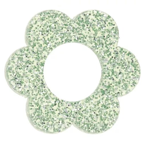 18mm acrylic flower pendant - Moss green glitter x1