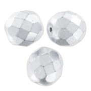Fire Polished faceted round beads 8mm Silver Mat x20