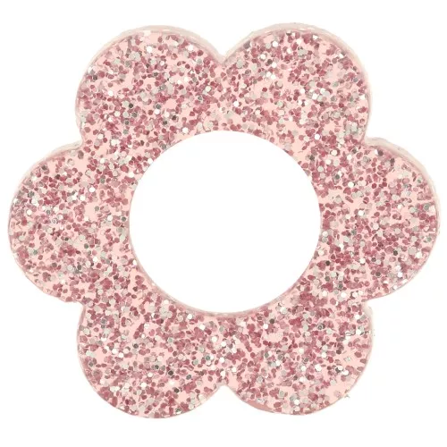 18mm acrylic flower pendant - Old rose glitter x1