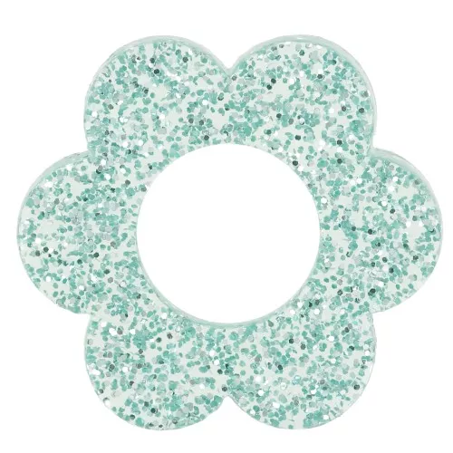 18mm acrylic flower pendant - Frosted blue glitter x1
