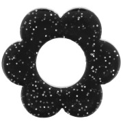 18mm acrylic flower pendant - Black glitter x1|raw }}