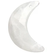 Faceted half-moon pendant, 20x14 mm, gemstone—Moonstone x1