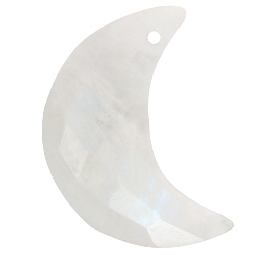 16x10 mm faceted half-moon gemstone pendant - Moonstone x1