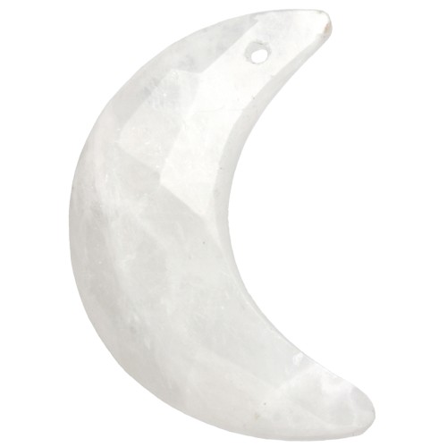Faceted half-moon pendant, 20x14 mm, gemstone—Moonstone x1