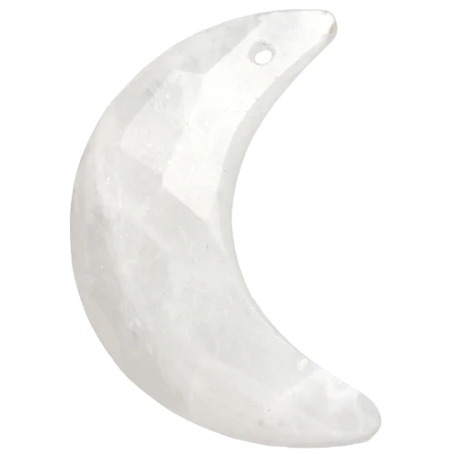Faceted half-moon pendant, 20x14 mm, gemstone—Moonstone x1