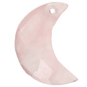 16X10 mm faceted half-moon gemstone pendant - Rose Quartz x1