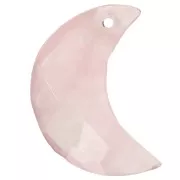 16X10 mm faceted half-moon gemstone pendant - Rose Quartz x1