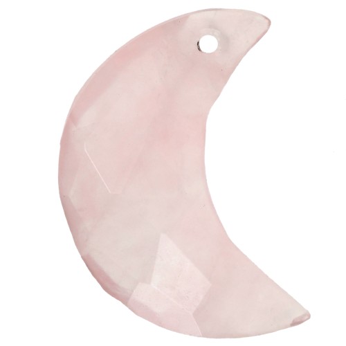 16X10 mm faceted half-moon gemstone pendant - Rose Quartz x1