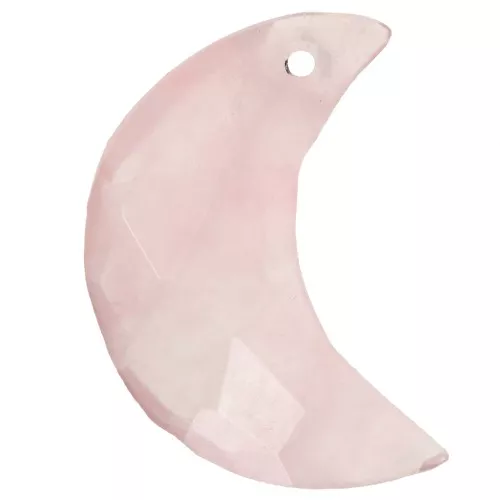 16X10 mm faceted half-moon gemstone pendant - Rose Quartz x1