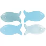 21x11mm gemstone Fish pendant - Blue Chalcedony x1