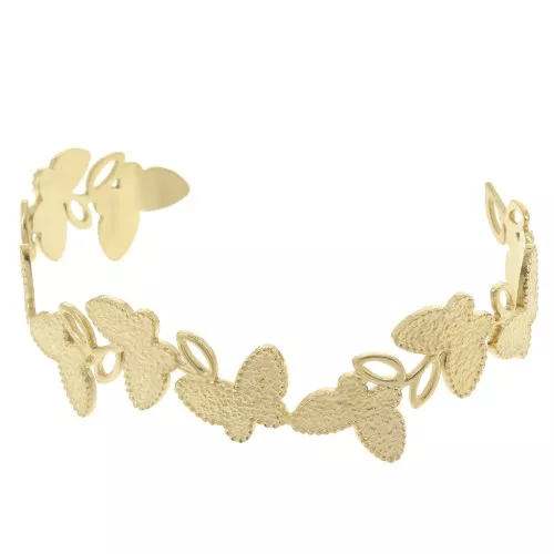 20x155mm Stainless steel 304L Adjustable hammered butterfly bracelet - Gold x1