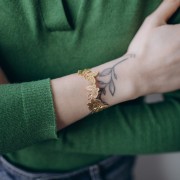 20x155mm Stainless steel 304L Adjustable hammered butterfly bracelet - Gold x1