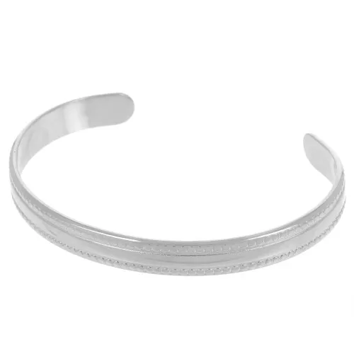 8x150mm 304L stainless steel Oval textured bangle bracelet - adjustable x1