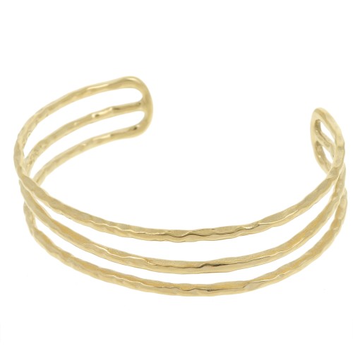 15x150mm 304L stainless steel Triple-row hammered bracelet - adjustable - Gold x1