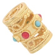 12x9mm Openwork tube bead - imitation gemstones - Fine gold plated x1|raw }}