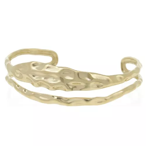 Two-row adjustable hammered bracelet 18x150 mm - 304L Gold-plated stainless steel x1