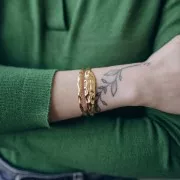 Two-row adjustable hammered bracelet 18x150 mm - 304L Gold-plated stainless steel x1