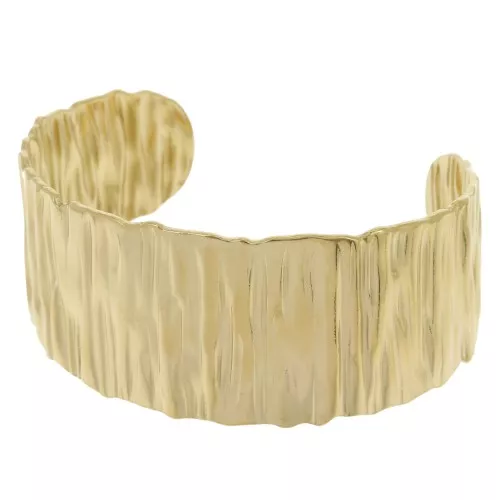 30x160mm Stainless steel 304L Adjustable textured wide cuff bracelet - Gold x1