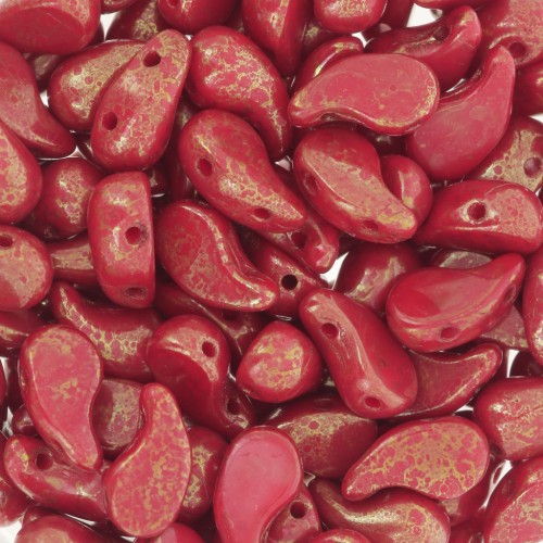 5x8mm 2 holes Czech glass beads Zoliduo® Left - Opaque Red Terracotta Red x20