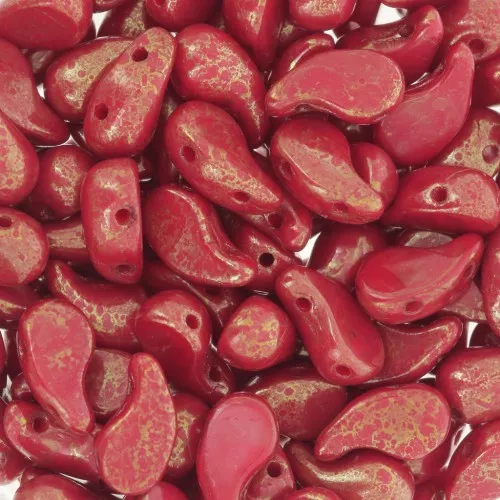 5x8mm 2 holes Czech glass beads Zoliduo® Left - Opaque Red Terracotta Red x20