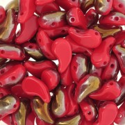 5x8mm 2 holes Czech glass beads Zoliduo® - Opaque Red Valentinite x20