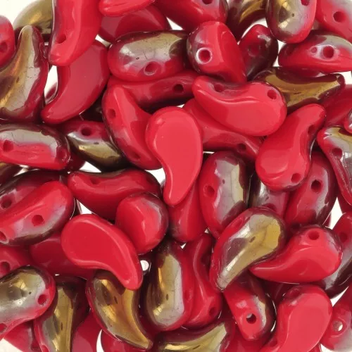 5x8mm 2 holes Czech glass beads Zoliduo® - Opaque Red Valentinite x20