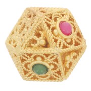 9x11mm Octagonal filigree bead with imitation gems - Fine gold plated x1|raw }}