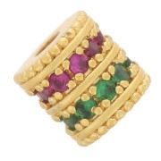 6x5.5mm Tube bead with Zirconium oxides - Fine gold plated - Green - Fuchsia x1|raw }}