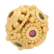 9mm round bead with Zirconium oxides - Fine gold plated x1