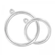 925 Sterling Silver Spacer Double circle 2 rings 36 mm