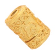 9x6mm Worked tube bead - Fine gold plated x1|raw }}