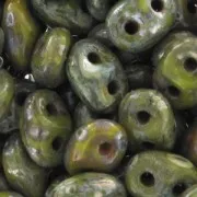 SuperDuo 2.5x5mm Opaque Olivine Silver Picasso x10g