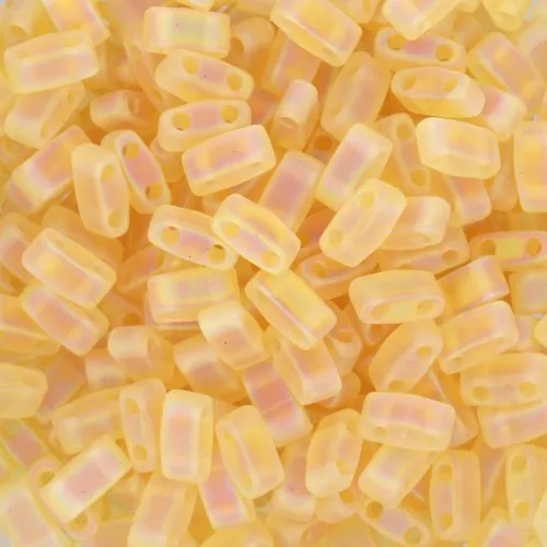5x2.3x1.9mm Miyuki Half Tila Beads HTL-132FR - Transparent Light Topaz AB Mat x10g