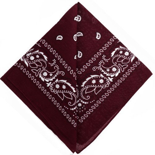 100% cotton bandana - Cashmere pattern - Burgundy x1