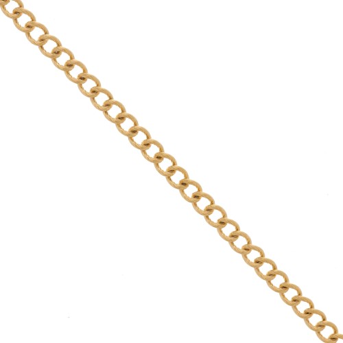 6mm - Stainless steel 316L Rombo ribbed chain - Gold x50cm
