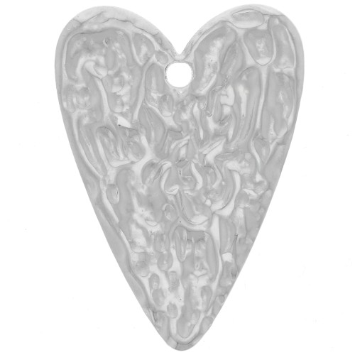 34x24mm 304L stainless steel Hammered heart pendant x1