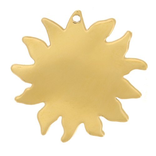 16mm 304L Stainless Steel Hammered Sun Charm - Gold x1
