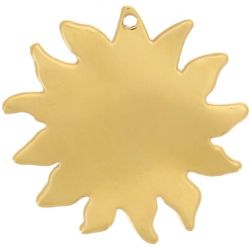 25mm 304L Stainless Steel Hammered Sun Charm - Gold x1