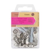snap fasteners + tool 15 mm rhodium x8|raw }}