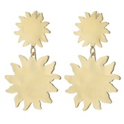 Hammered sunburst stud earrings 16 mm - 304L gold-plated stainless steel x2
