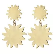 Hammered sunburst stud earrings 16 mm - 304L gold-plated stainless steel x2