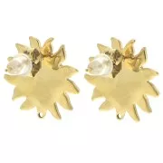 Hammered sunburst stud earrings 16 mm - 304L gold-plated stainless steel x2